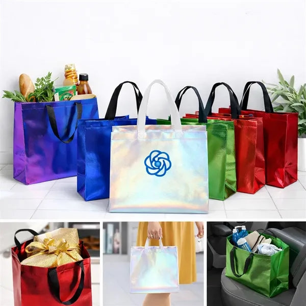 Logo Metallic Finish Tote Bags