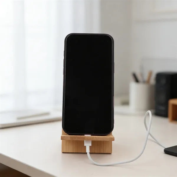 Detachable Bamboo Phone Stand With Charging Hole