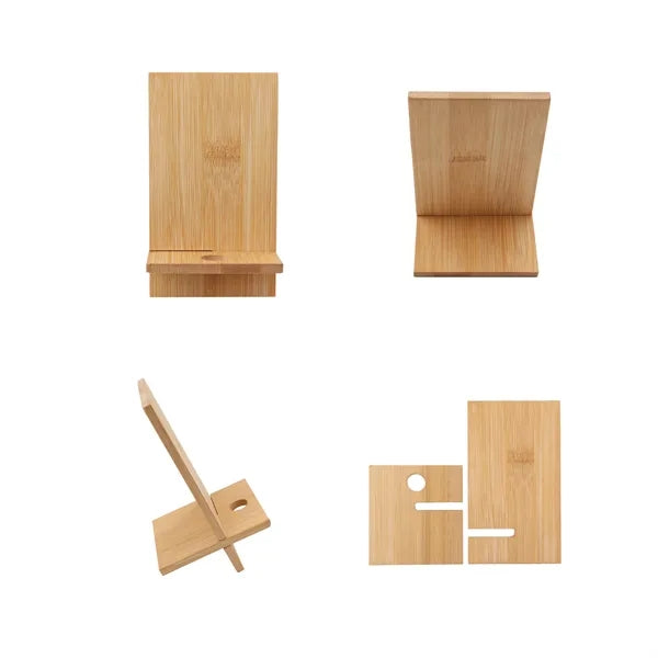 Detachable Bamboo Phone Stand With Charging Hole