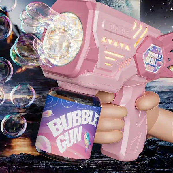 Kids Handheld Plastic Bubble Gun Toy w/ Light