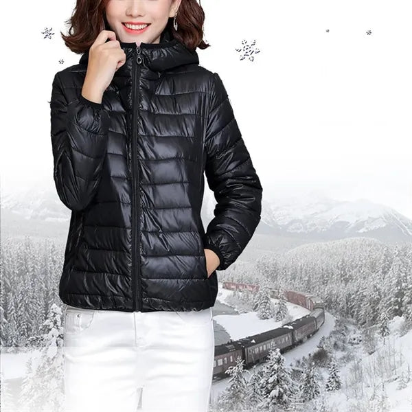 Lightweight Winter Insulated Zip-Up Hooded Jacket