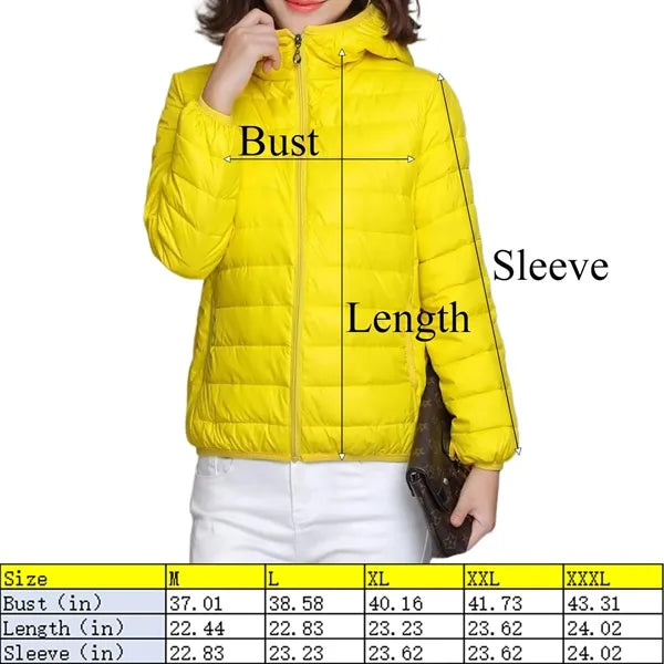 Lightweight Winter Insulated Zip-Up Hooded Jacket