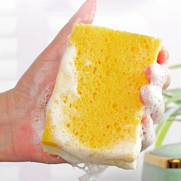 Kitchen Double Sided Loofah Wood Pulp Cotton Cleaning Sponge