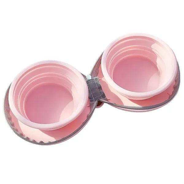 Silicone Pet Collapsible Double Bowl