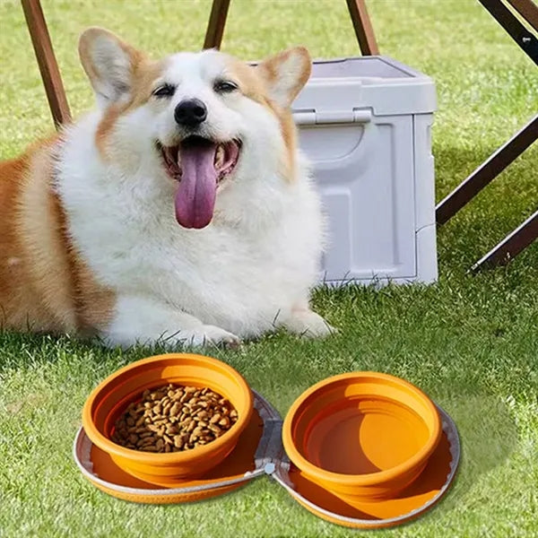 Silicone Pet Collapsible Double Bowl