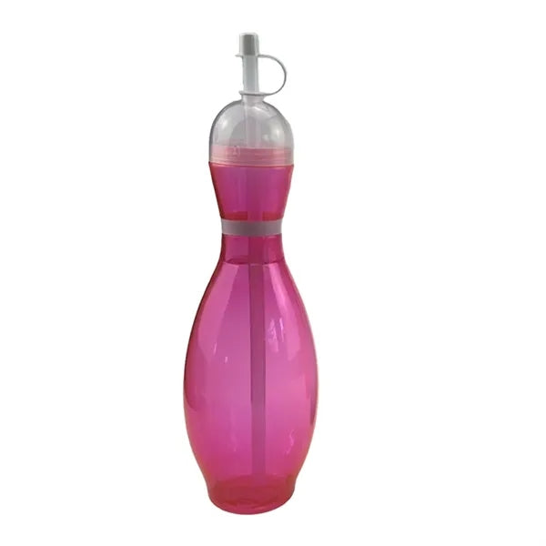 25oz PVC Bowling Shape Straw Beverage Bottle