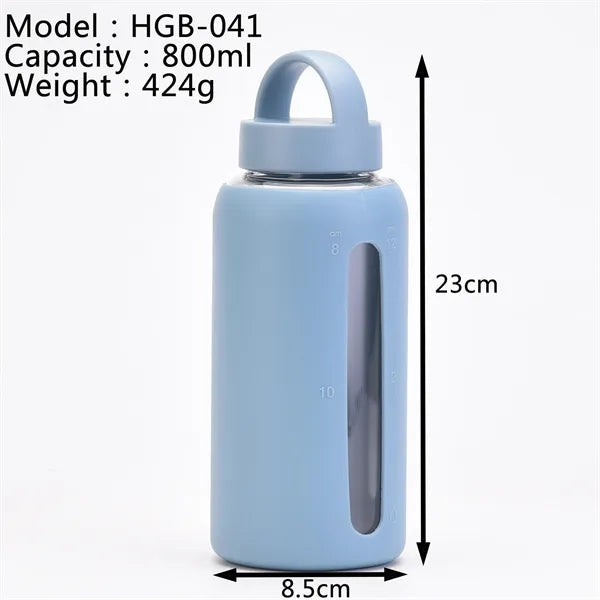 800ml Glass Silicone Sleeve Water Cup