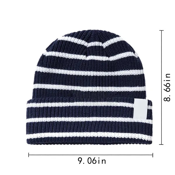 Striped Acrylic Yarn Warm Winter Beanie Hat