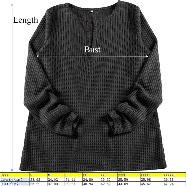 Women Long Sleeve V-Neck Waffle Shirt