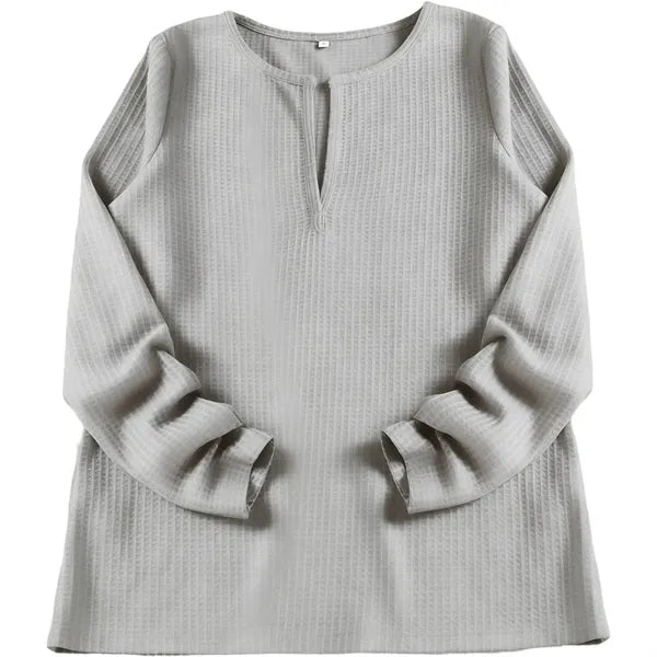 Women Long Sleeve V-Neck Waffle Shirt