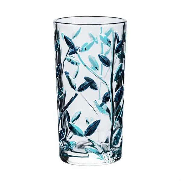 11oz Painted Leaf Pattern Glass Cup