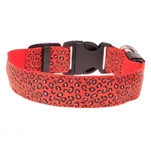 Polyester LED Light-Up Leopard Print Pet Collar
