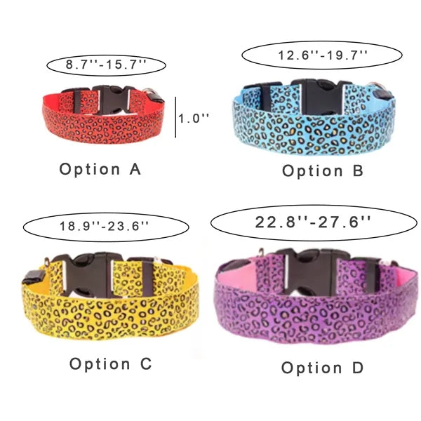 Polyester LED Light-Up Leopard Print Pet Collar