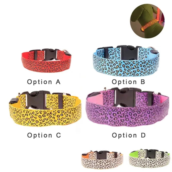 Polyester LED Light-Up Leopard Print Pet Collar