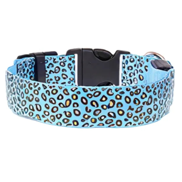Polyester LED Light-Up Leopard Print Pet Collar