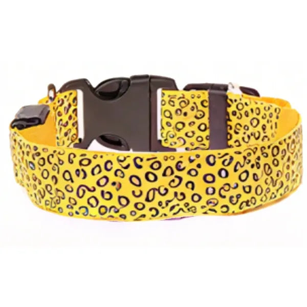 Polyester LED Light-Up Leopard Print Pet Collar