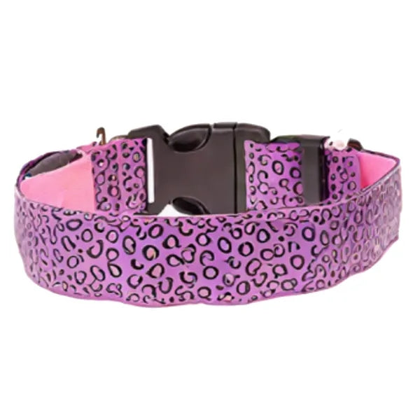Polyester LED Light-Up Leopard Print Pet Collar