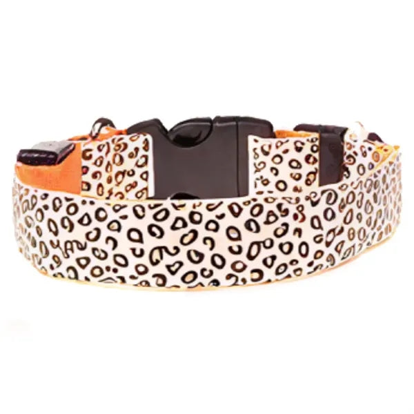 Polyester LED Light-Up Leopard Print Pet Collar