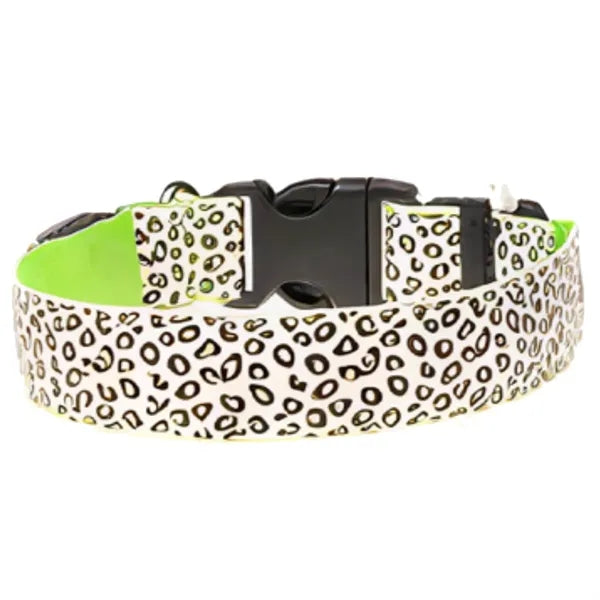 Polyester LED Light-Up Leopard Print Pet Collar