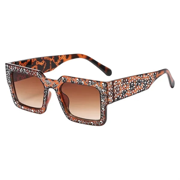Rhinestone Square Plastic Sunglasses