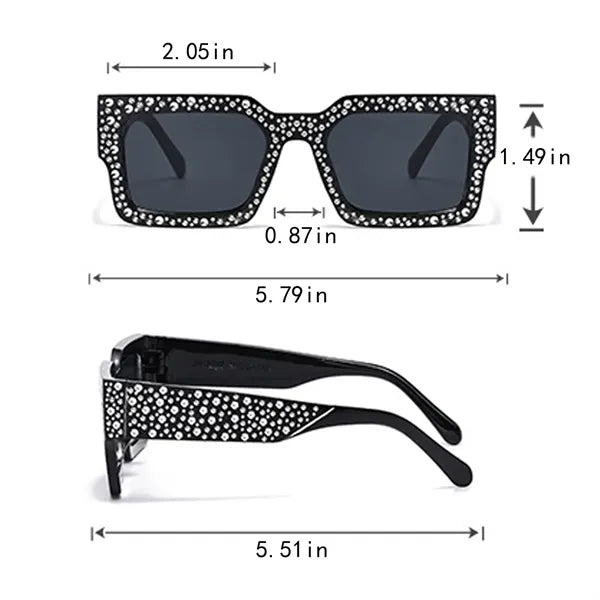 Rhinestone Square Plastic Sunglasses