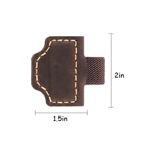 Genuine Leather Magnetic Bookmark w/ Pen Holder