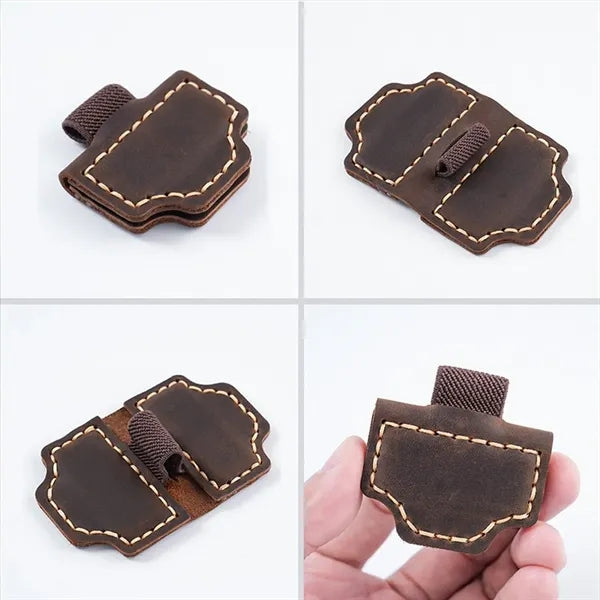 Genuine Leather Magnetic Bookmark w/ Pen Holder