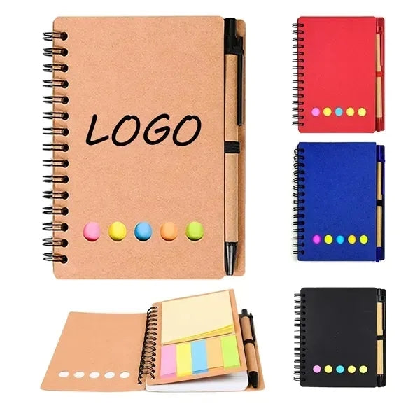 Eco Spiral Pocket Notebook Pen Sticky Note