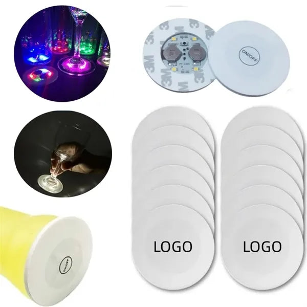 LED Coaster Round Flash Cup Sticker Lights for Wine Bottle