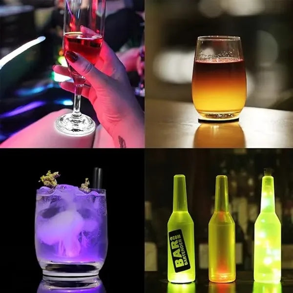 LED Coaster Round Flash Cup Sticker Lights for Wine Bottle
