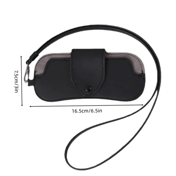 Portable Double-Sided Leather Lanyard Glasses Sunglasses Bag