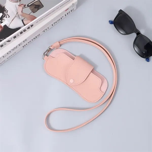 Portable Double-Sided Leather Lanyard Glasses Sunglasses Bag