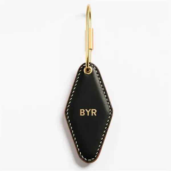 Vintage Diamond PU Leather Motel Key Tag With Gold Carabiner