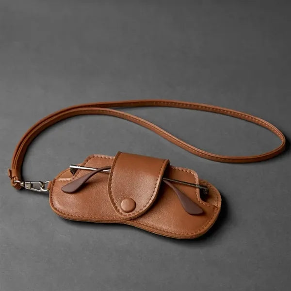 PU Leather Eyeglasses Case, Hanging Neck Sunglasses Storage