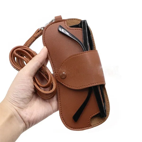 PU Leather Eyeglasses Case, Hanging Neck Sunglasses Storage