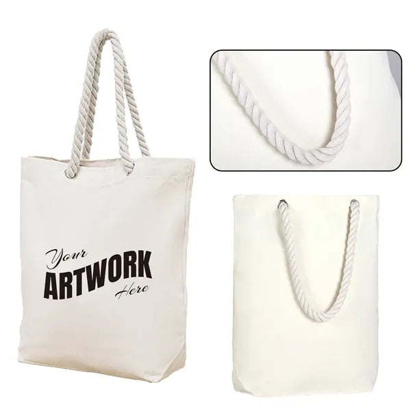 Canvas Tote Bag with Hemp Rope Handle