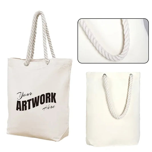 Canvas Tote Bag with Hemp Rope Handle