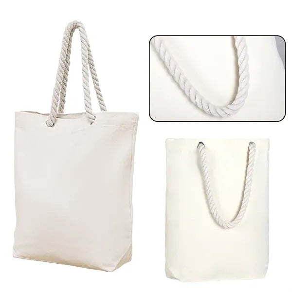 Canvas Tote Bag with Hemp Rope Handle