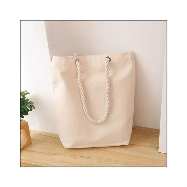 Canvas Tote Bag with Hemp Rope Handle