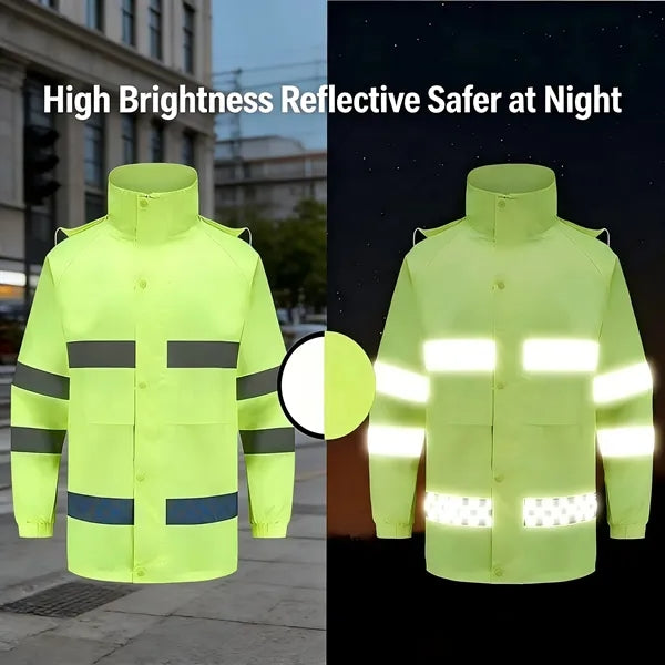 Reflective Rain Jacket and Pants Set