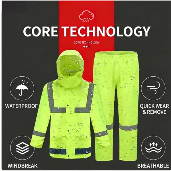Reflective Rain Jacket and Pants Set