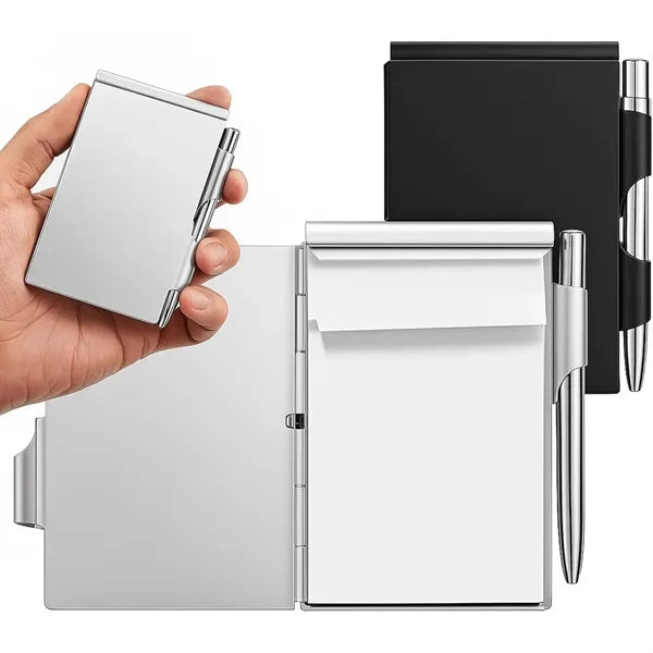Aluminum Case Pocket Memo Journal Pen Tearable Pages Kit