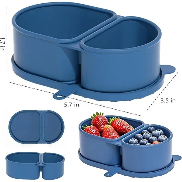 Portable Silicone Food Snack Container with Lids for Travel