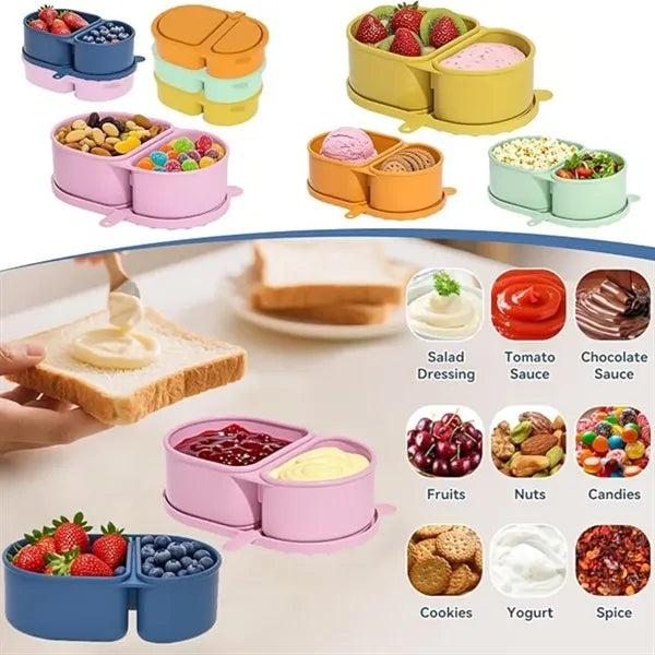 Portable Silicone Food Snack Container with Lids for Travel