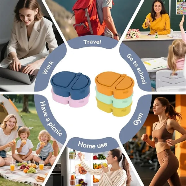 Portable Silicone Food Snack Container with Lids for Travel