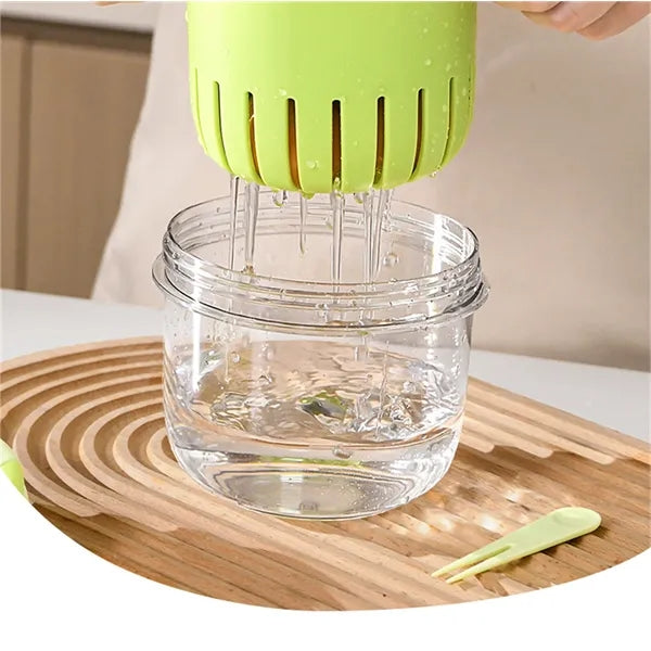 Portable Double-Layer Leakproof Fruit Cup with Fork
