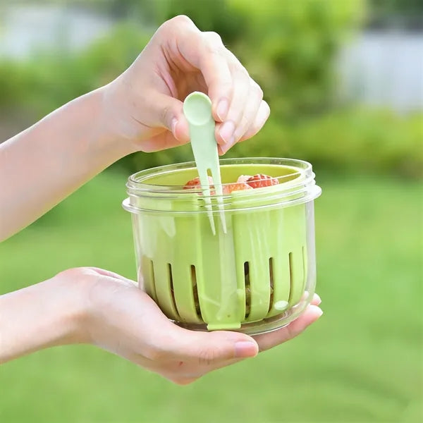 Portable Double-Layer Leakproof Fruit Cup with Fork