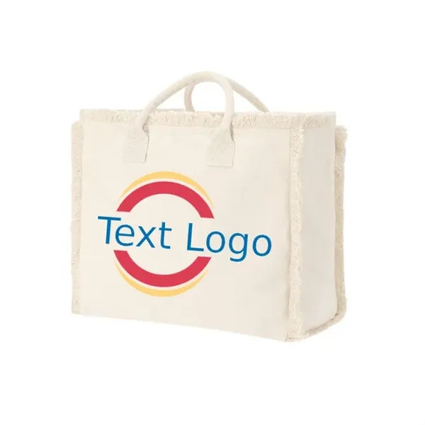 Fringe Trim Large Canvas Totes