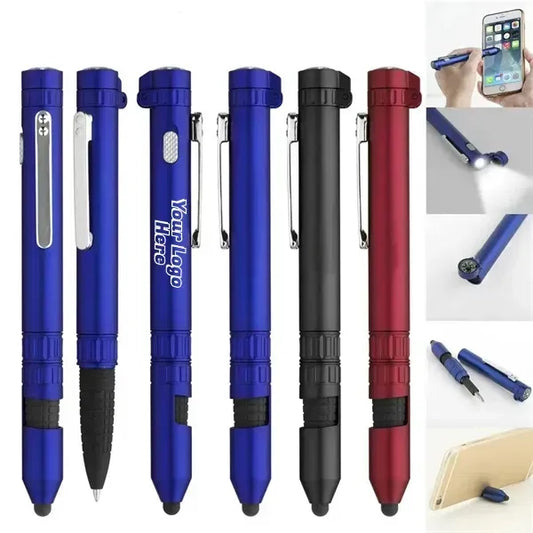Outdoor Multi-Tool Pen with Stylus, LED, Compass and Screwdr