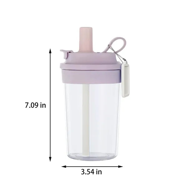 Portable Plastic Coffee Bottle With Straw